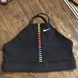 Nike Black Sports Bra with Colorful Stripe